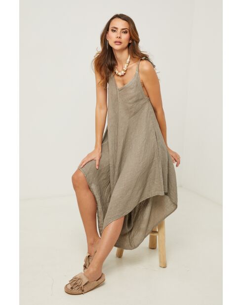 Taupefarbenes Leinenkleid Iwel