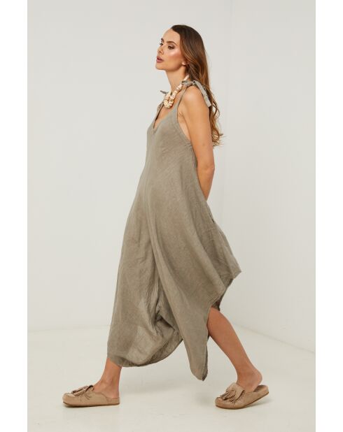 Taupefarbenes Leinenkleid Iwel