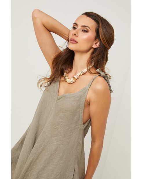 Taupefarbenes Leinenkleid Iwel