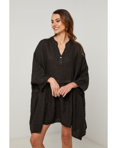 Zwarte linnen jurk Guela