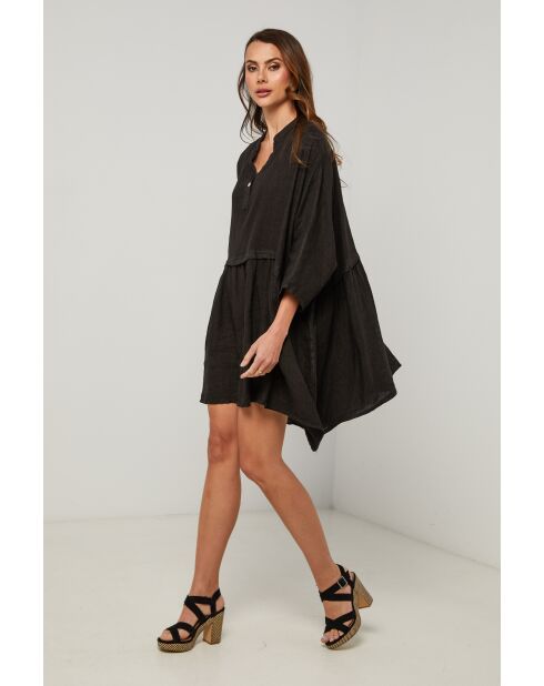 Zwarte linnen jurk Guela