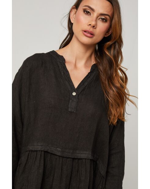 Zwarte linnen jurk Guela