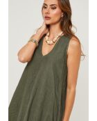 Merkiel kaki linnen jurk