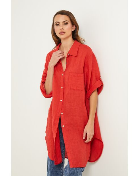 Tunica Berline in lino corallo
