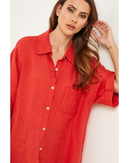 Tunica Berline in lino corallo