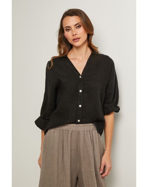 Iloine schwarzes Leinenhemd