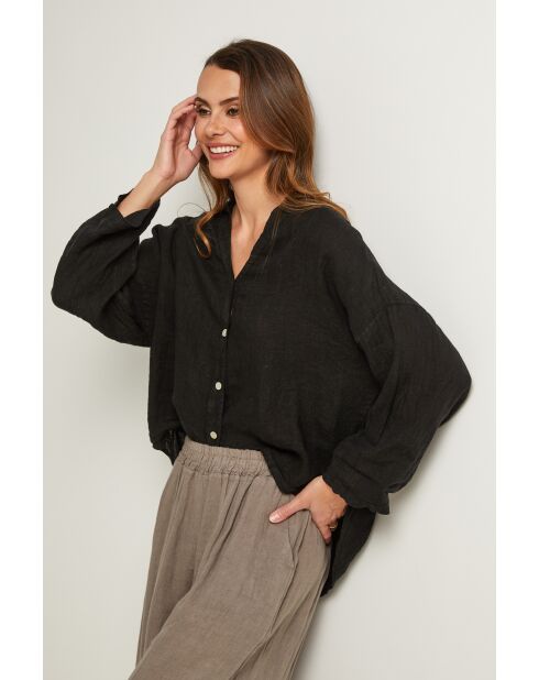 Iloine schwarzes Leinenhemd