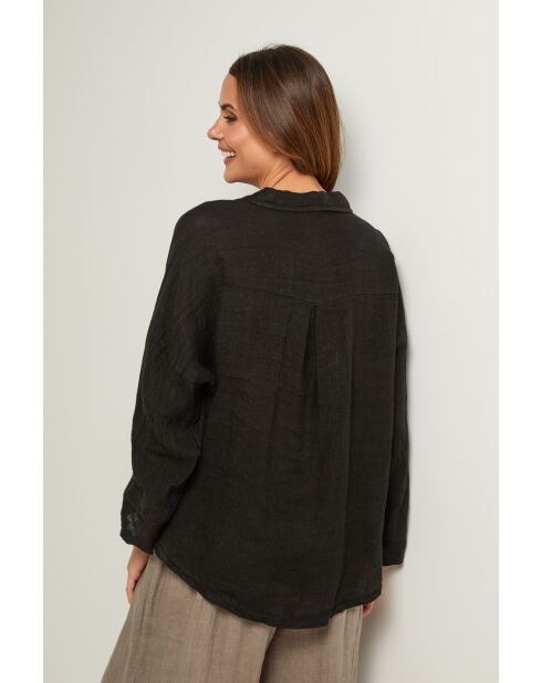 Iloine schwarzes Leinenhemd