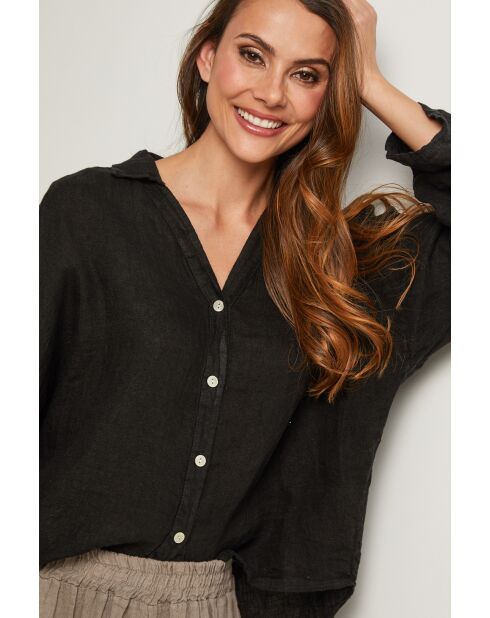 Iloine schwarzes Leinenhemd