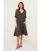 Galinia jurk van carbon linnen