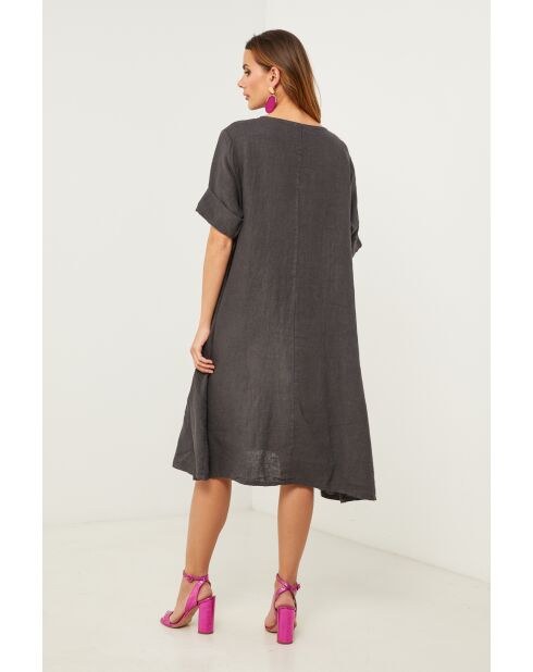 Galinia jurk van carbon linnen