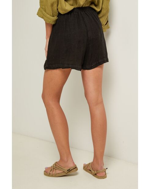 Schwarze Leinenshorts Gordon