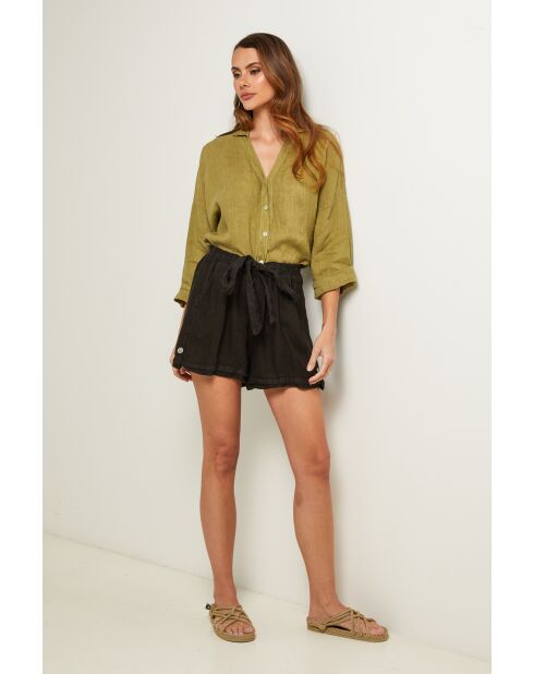 Schwarze Leinenshorts Gordon