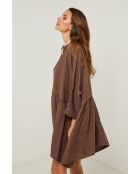 Guela chocolade linnen jurk