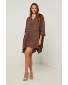 Guela chocolade linnen jurk