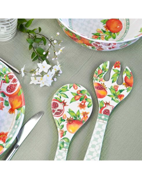 Couverts a salade seville blanc, rouge et vert - 33cm