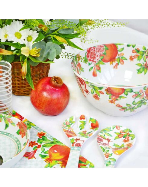 Couverts a salade seville blanc, rouge et vert - 33cm