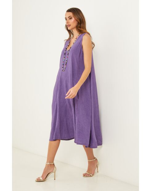 Lilafarbenes Leinenkleid Merkiel