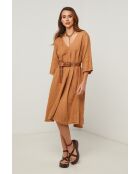 Kamelfarbenes Leinenkleid Madone