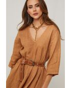 Kamelfarbenes Leinenkleid Madone