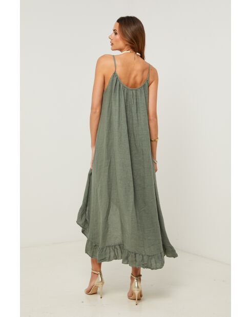 Khakifarbenes Leinenkleid Fedicia