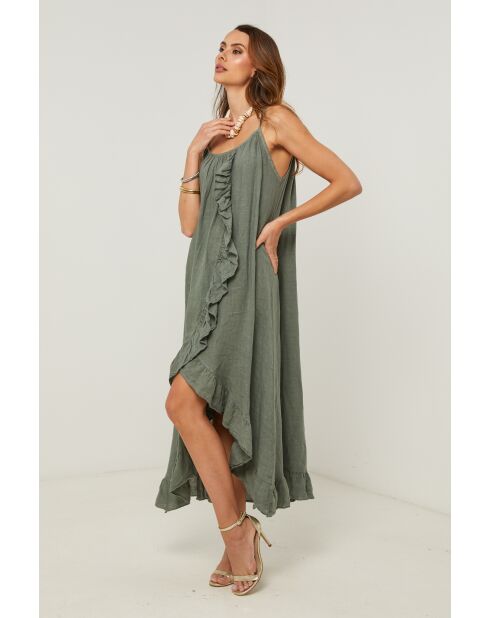 Khakifarbenes Leinenkleid Fedicia