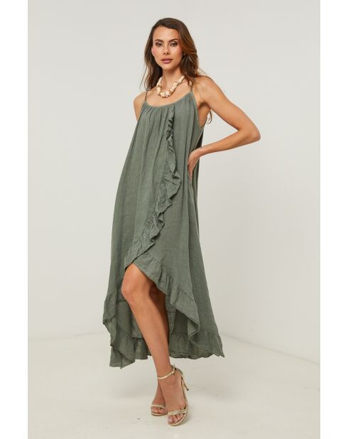 Khakifarbenes Leinenkleid Fedicia