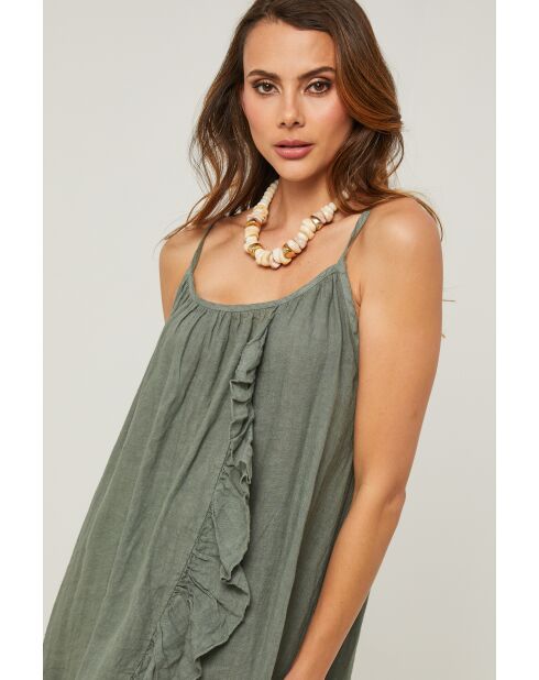 Khakifarbenes Leinenkleid Fedicia