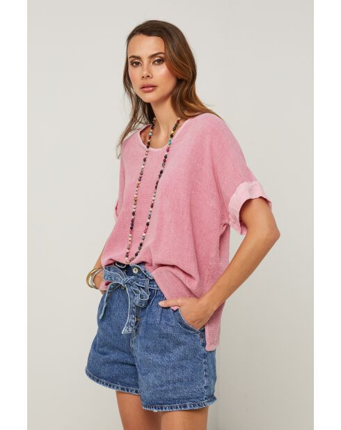 Top Gallieni in lino rosa