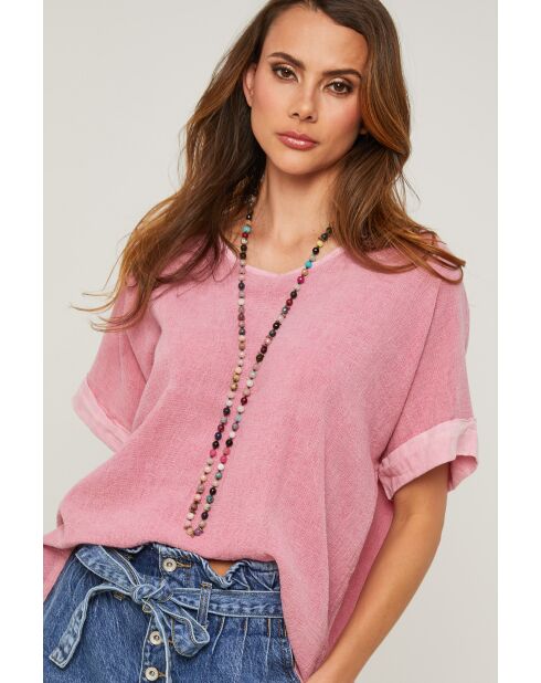 Top Gallieni in lino rosa