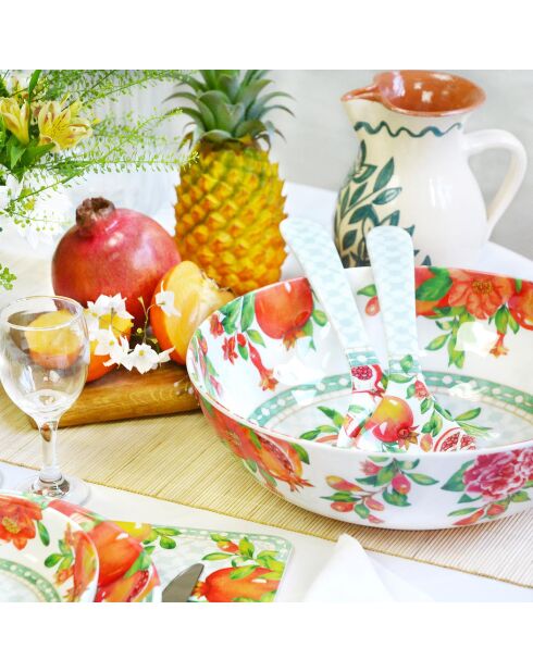 Grand saladier seville  blanc, rouge et vert - 31 cm x 9.5 cm