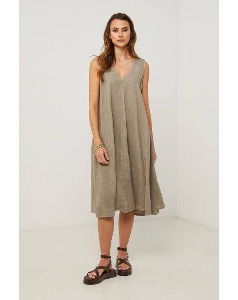 Taupefarbenes Leinenkleid Merkiel