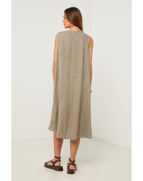 Taupefarbenes Leinenkleid Merkiel