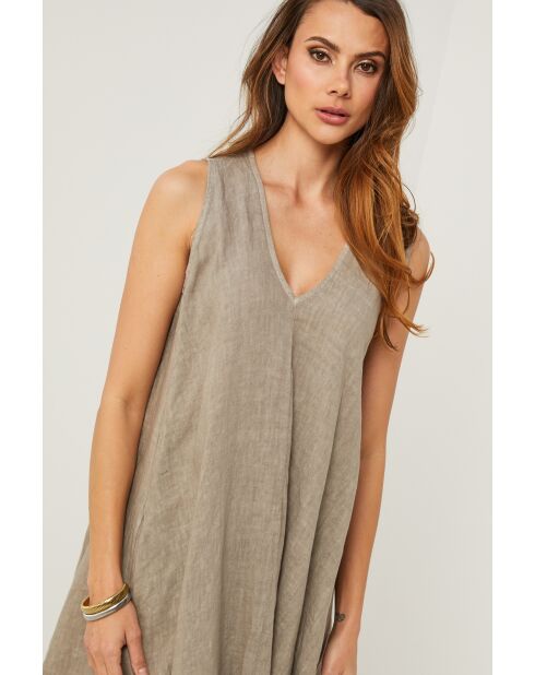 Taupefarbenes Leinenkleid Merkiel