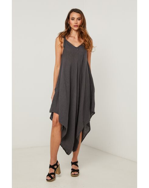 Iwel linnen jurk van carbon