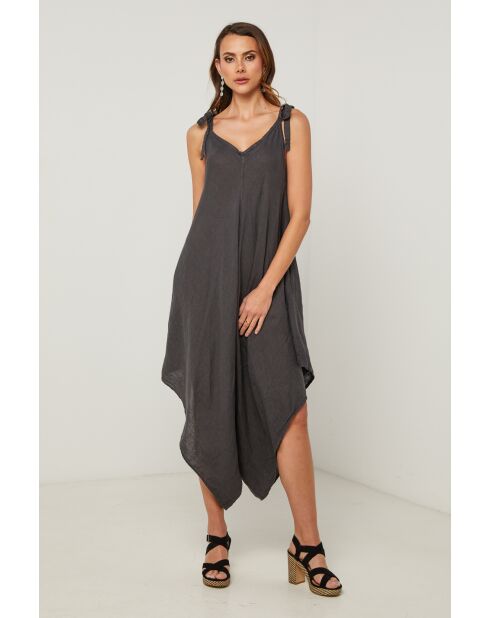 Iwel linnen jurk van carbon