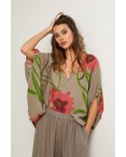 Taupefarbenes Leinentop Lirel