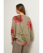 Taupefarbenes Leinentop Lirel