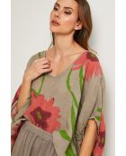 Taupefarbenes Leinentop Lirel