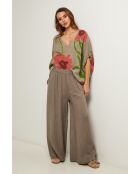 Taupefarbenes Leinentop Lirel