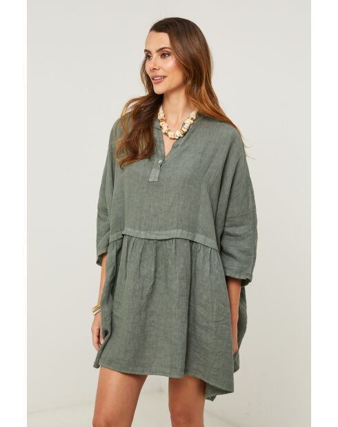 Khakifarbenes Leinenkleid Guela