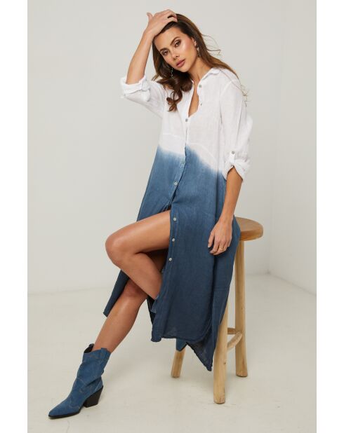 Marineblauwe linnen jurk van Jemely