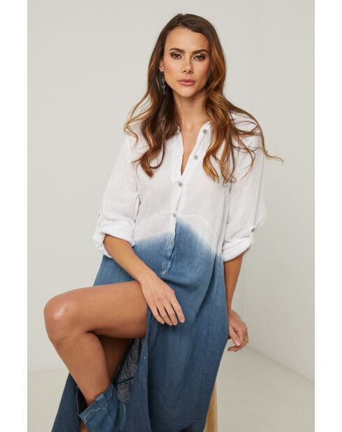 Marineblauwe linnen jurk van Jemely