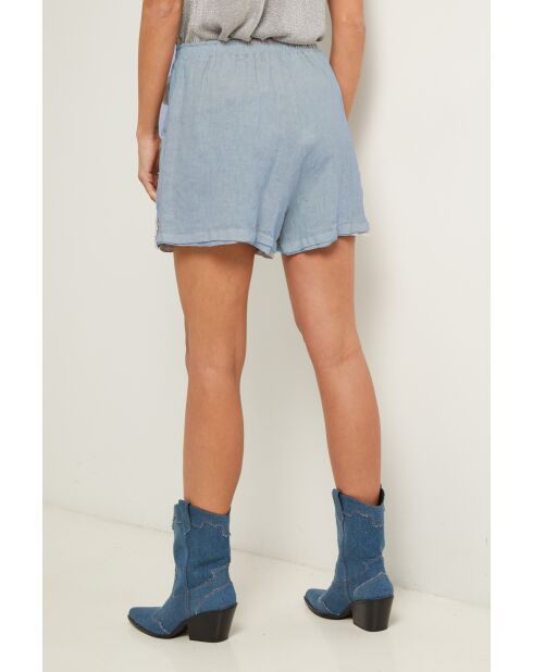 Pantaloncini Gordon in lino indaco