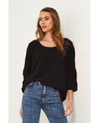 Schwarzes Baronne-Baumwolltop