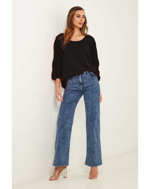 Schwarzes Baronne-Baumwolltop