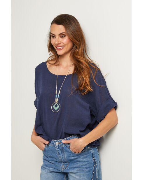 Marineblauwe katoenen top van Caliba