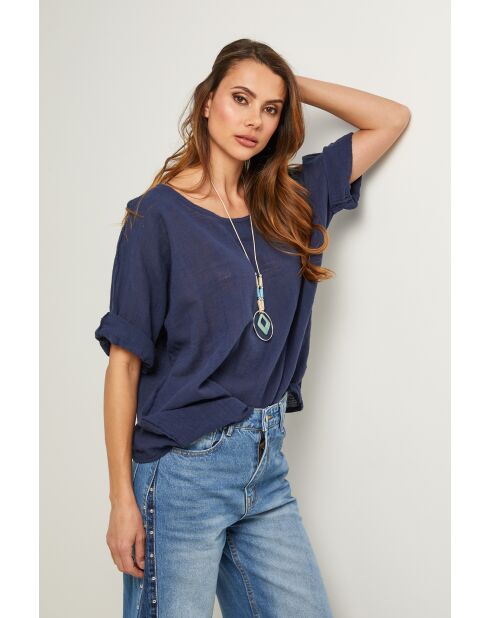 Marineblauwe katoenen top van Caliba