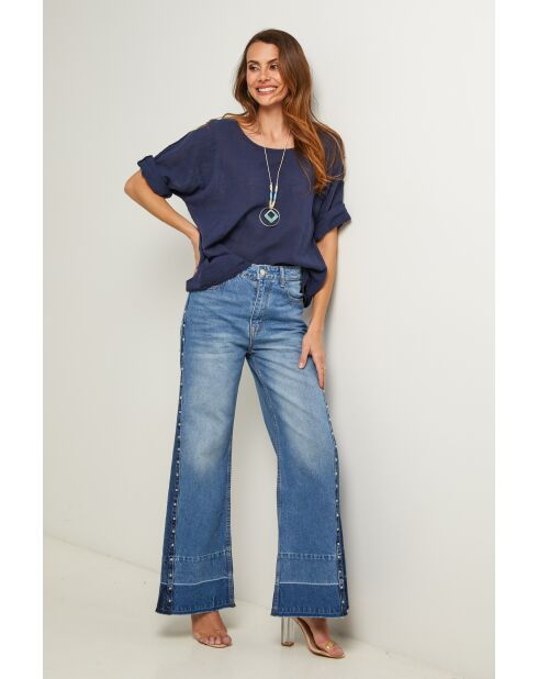 Marineblauwe katoenen top van Caliba