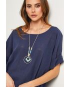 Marineblauwe katoenen top van Caliba